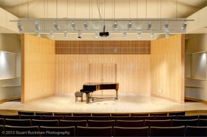 Dumke Recital Hall with piano on stage