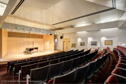 Dumke Recital Hall with piano on stage