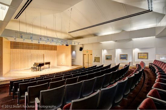 Dumke Recital Hall with piano on stage