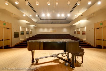 Dumke Recital Hall with piano on stage