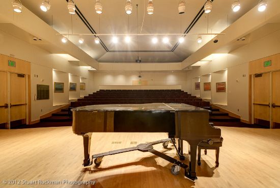 Dumke Recital Hall with piano on stage